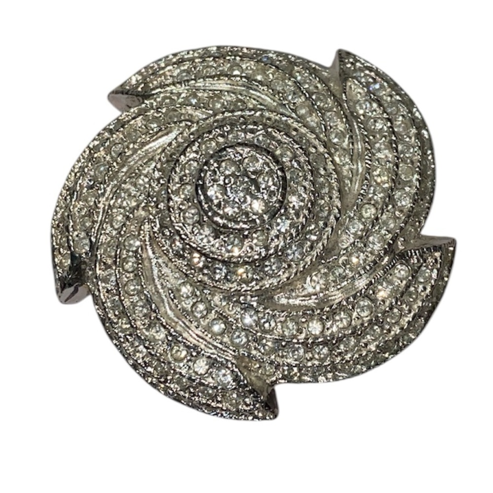 Roman Vintage Silver Tone Rhinestone Brooch